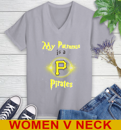 MLB Baseball Harry Potter My Patronus Is A Pittsburgh Pirates Women's V-Neck T-Shirt 4