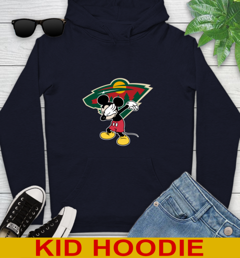 Minnesota Wild NHL Hockey Dabbing Mickey Disney Sports Youth Hoodie 4