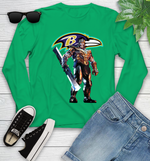 NFL Thanos Gauntlet Avengers Endgame Football Baltimore Ravens Youth Long Sleeve 6