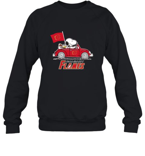 Snoopy And Woodstock Ride The Calary flames Car NHL Sweatshirt