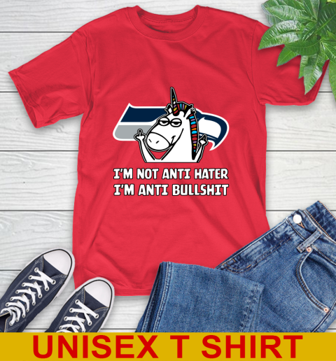 Seattle Seahawks NFL Football Unicorn I'm Not Anti Hater I'm Anti Bullshit T-Shirt 10