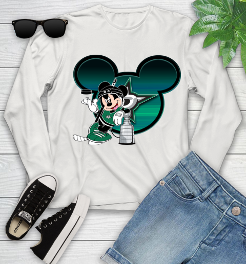 NHL Dallas Stars Stanley Cup Mickey Mouse Disney Hockey T Shirt Youth Long Sleeve 12