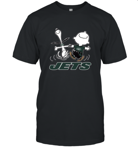 Snoopy And Charlie Brown Happy New York Jets Fans Unisex Jersey Tee