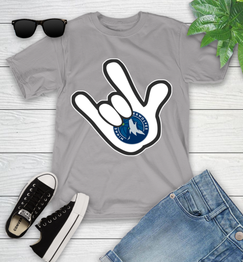 Minnesota Timberwolves NBA Basketball Mickey Rock Hand Disney Youth T-Shirt 4