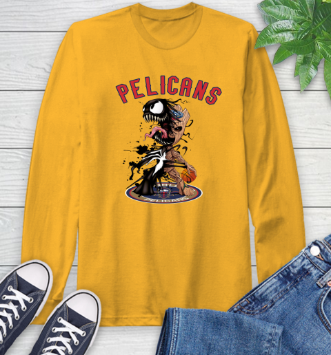 NBA New Orleans Pelicans Basketball Venom Groot Guardians Of The Galaxy Long Sleeve T-Shirt 3