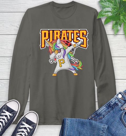 Pittsburgh Pirates MLB Baseball Funny Unicorn Dabbing Sports Long Sleeve T-Shirt 8