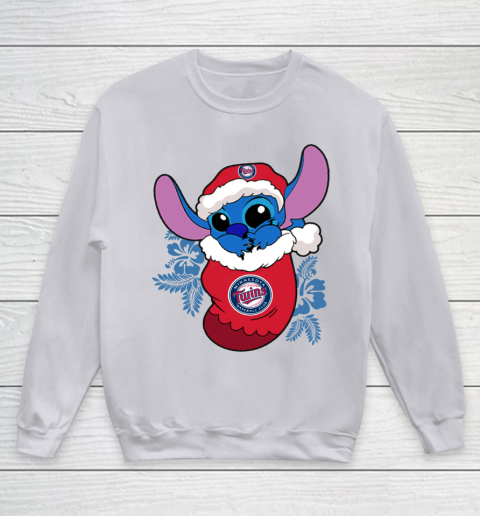 Minnesota Twins Christmas Stitch In The Sock Funny Disney MLB Youth Sweatshirt 4