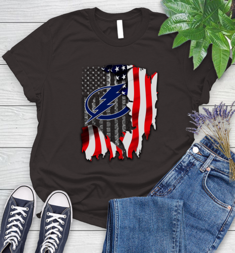 Tampa Bay Lightning NHL Hockey American Flag Women's T-Shirt 11