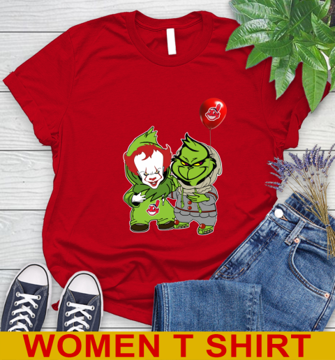 Baby Pennywise Grinch Christmas MLB Baseball Cleveland Indians Women's T-Shirt 10
