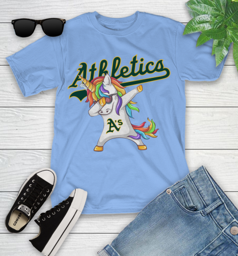 Oakland Athletics MLB Baseball Funny Unicorn Dabbing Sports Youth T-Shirt 11