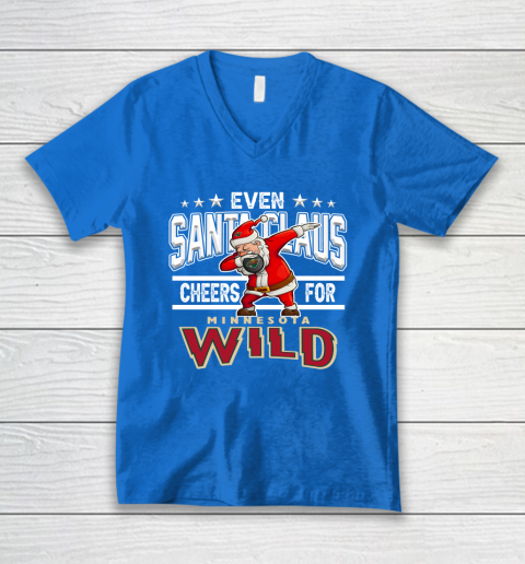 Minnesota Wild Even Santa Claus Cheers For Christmas NHL V-Neck T-Shirt 5