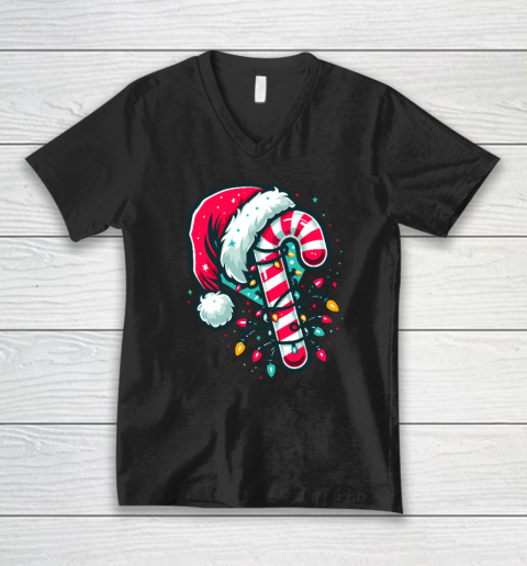 Candy Cane Crew Christmas Lights Family Matching Xmas V-Neck T-Shirt