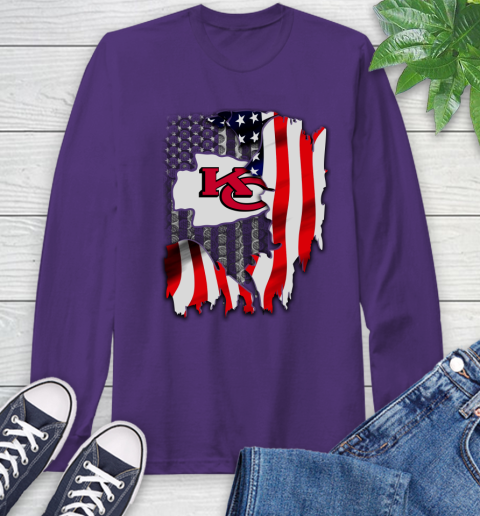 Kansas City Chiefs NFL Football American Flag Long Sleeve T-Shirt 5