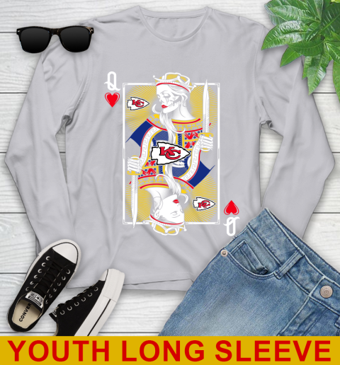 NFL Football Kansas City Chiefs The Queen Of Hearts Card Shirt Youth Long Sleeve 5