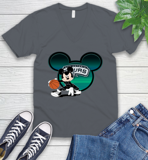 NBA San Antonio Spurs Mickey Mouse Disney Basketball V-Neck T-Shirt 5