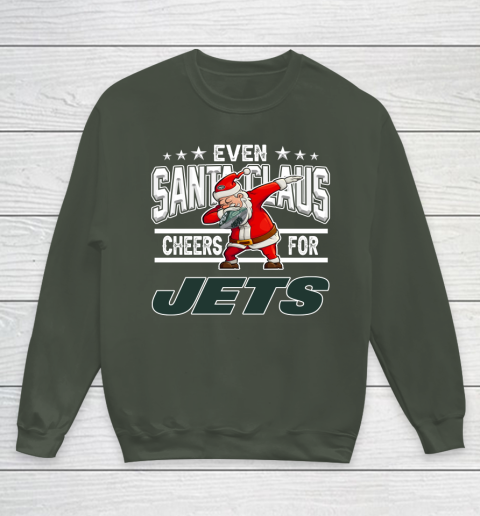New York Jets Even Santa Claus Cheers For Christmas NFL Youth Sweatshirt 8