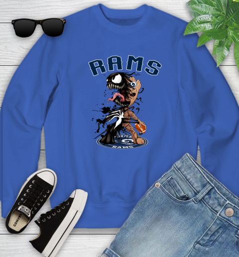 NFL Los Angeles Rams Football Venom Groot Guardians Of The Galaxy Youth Sweatshirt 8
