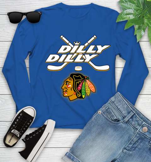 NHL Chicago Blackhawks Dilly Dilly Hockey Sports Youth Long Sleeve 9