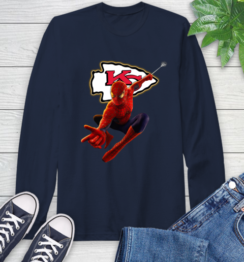 NFL Spider Man Avengers Endgame Football Kansas City Chiefs Long Sleeve T-Shirt 4