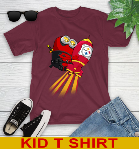 NFL Football Pittsburgh Steelers Deadpool Minion Marvel Shirt Youth T-Shirt 5