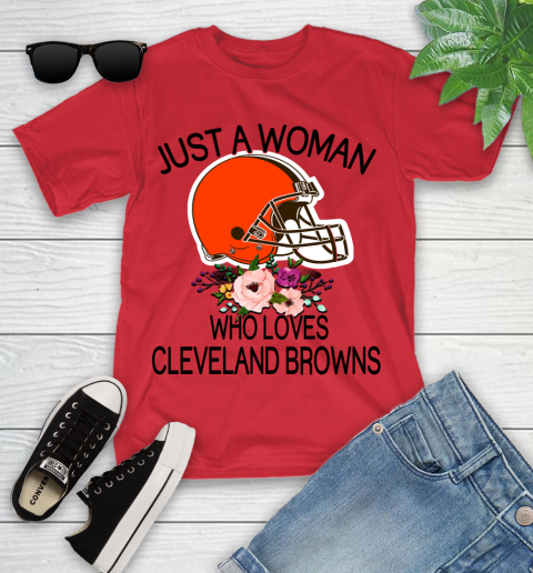 NFL Just A Woman Who Loves Cleveland Browns Football Sports Youth T-Shirt 8