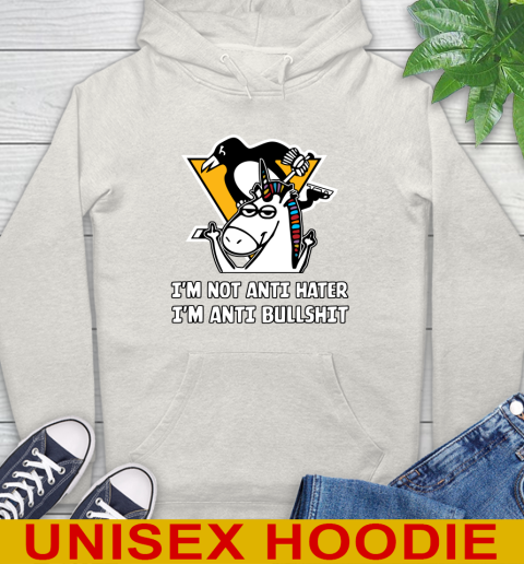 Pittsburgh Penguins NHL Hockey Unicorn I'm Not Anti Hater I'm Anti Bullshit Hoodie 12