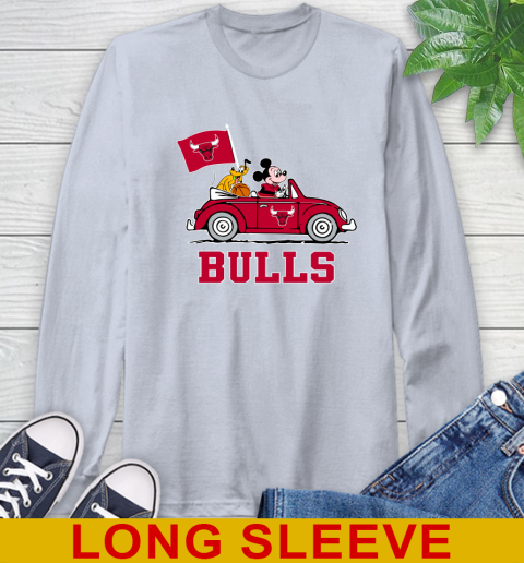 NBA Basketball Chicago Bulls Pluto Mickey Driving Disney Shirt Long Sleeve T-Shirt 6