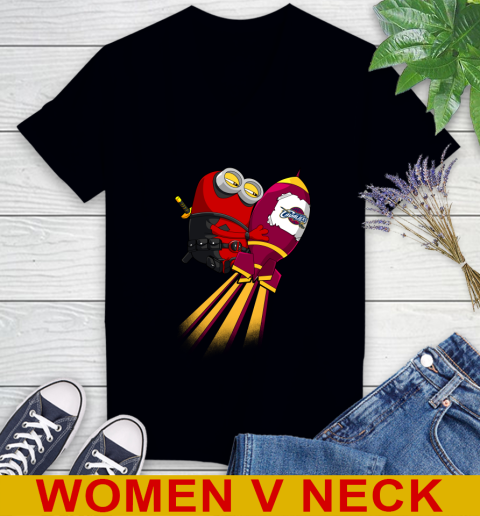 NBA Basketball Cleveland Cavaliers Deadpool Minion Marvel Shirt Women's V-Neck T-Shirt