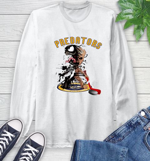 NHL Nashville Predators Hockey Venom Groot Guardians Of The Galaxy Long Sleeve T-Shirt