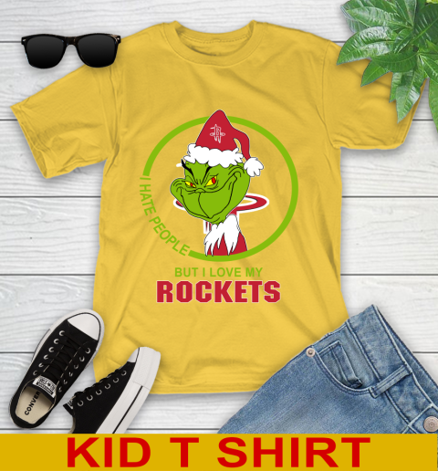 Houston Rockets NBA Christmas Grinch I Hate People But I Love My Favorite Basketball Team Youth T-Shirt 8