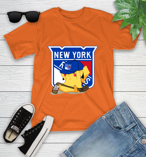 NHL Pikachu Hockey Sports New York Rangers Youth T-Shirt 7