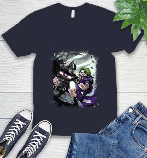 Washington Capitals NHL Hockey Batman Fighting Joker DC Comics V-Neck T-Shirt - Image 4