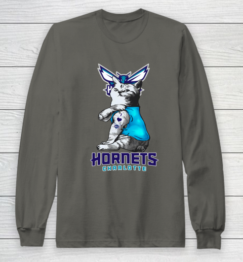 NBA Basketball My Cat Loves Charlotte Hornets Long Sleeve T-Shirt 5