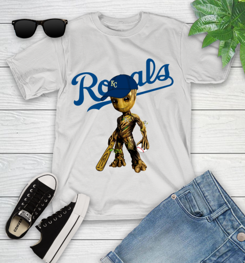MLB Kansas City Royals Groot Guardians Of The Galaxy Baseball Youth T-Shirt