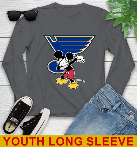 St.Louis Blues NHL Hockey Dabbing Mickey Disney Sports Youth Long Sleeve 9