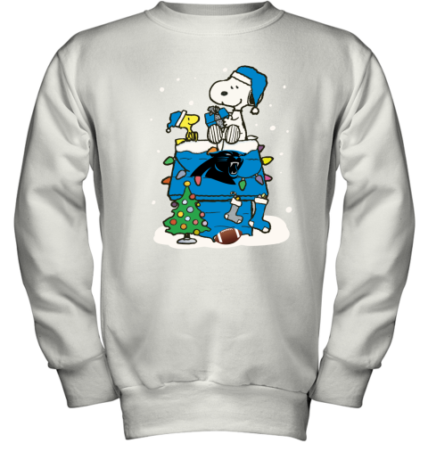 A Happy Christmas With Carolia Panthers Snoopy Youth Sweatshirt