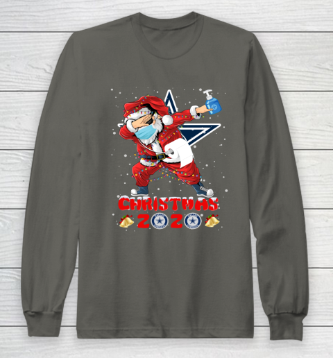 Dallas Cowboys Funny Santa Claus Dabbing Christmas 2020 NFL Long Sleeve T-Shirt 5