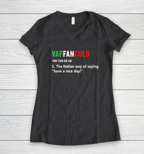 Vaffanculo Italy Slang Gag Gift Siclian Funny Italian Women's V-Neck T-Shirt 4