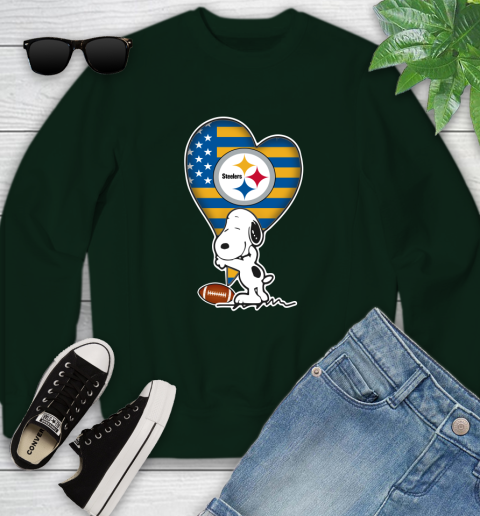 Pittsburgh Steelers NFL Football The Peanuts Movie Adorable Snoopy Youth Sweatshirt 10