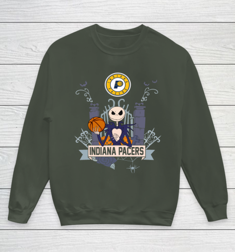 NBA Indiana Pacers Basketball Jack Skellington Halloween Youth Sweatshirt 8