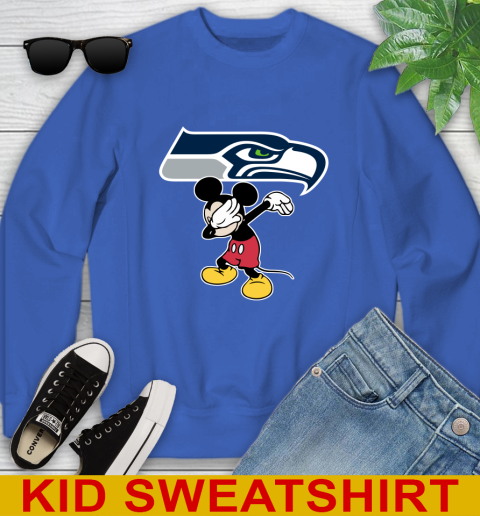 Seattle Seahawks NFL Football Dabbing Mickey Disney Sports Youth Sweatshirt 7