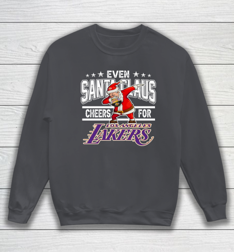 Los Angeles Lakers Even Santa Claus Cheers For Christmas NBA Sweatshirt 4