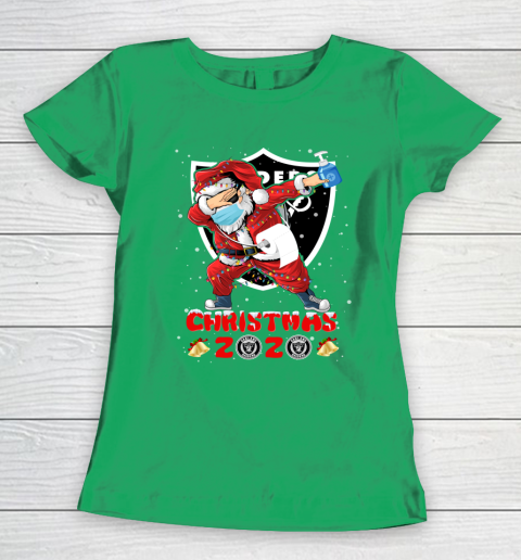 Oakland Raiders Funny Santa Claus Dabbing Christmas 2020 NFL Women's T-Shirt 5