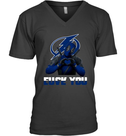 NHL Tampa Bay Lightning Deadpool Love You Fuck You Hockey Sports 6JmW7lUuCQO v neck unisex 8 95 151514 front black