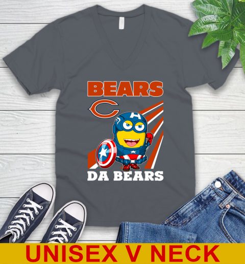 NFL Football Chicago Bears Captain America Marvel Avengers Minion Shirt V-Neck T-Shirt 4