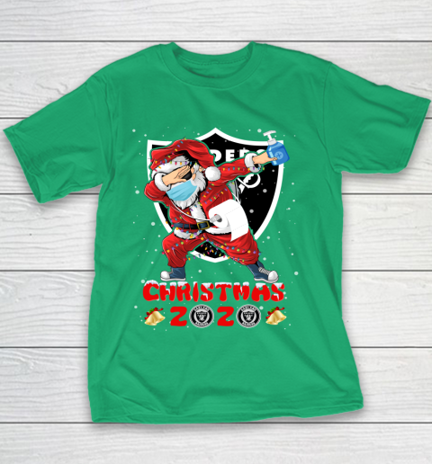 Oakland Raiders Funny Santa Claus Dabbing Christmas 2020 NFL Youth T-Shirt 3