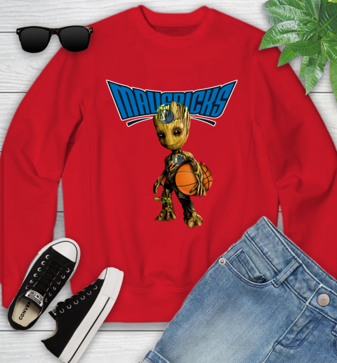 Dallas Mavericks NBA Basketball Groot Marvel Guardians Of The Galaxy Youth Sweatshirt 9