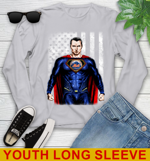 MLB Baseball New York Mets Superman DC Shirt Youth Long Sleeve 5