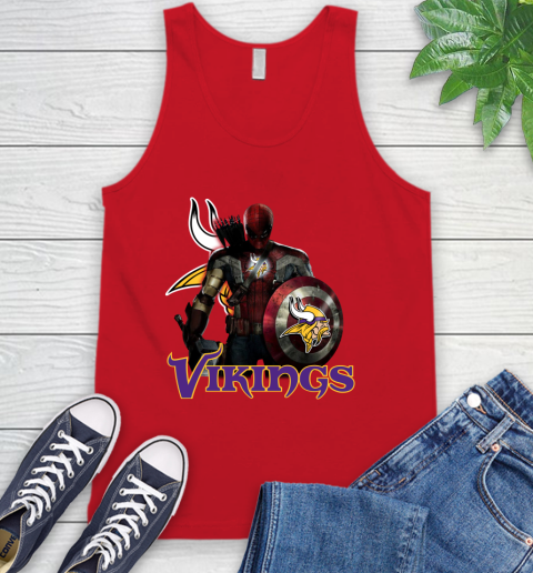 NFL Captain America Thor Spider Man Hawkeye Avengers Endgame Football Minnesota Vikings Tank Top 6