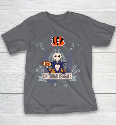 NFL Cincinnati Bengals Football Jack Skellington Halloween Youth T-Shirt 5